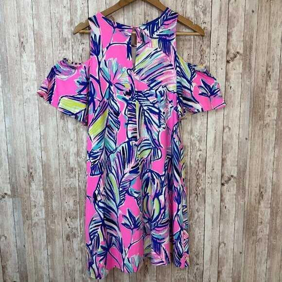 Lilly Pulitzer Cabana Crazed Floral Somerset Cold Shoulder Mini Dress Size XS - Picture 3 of 11